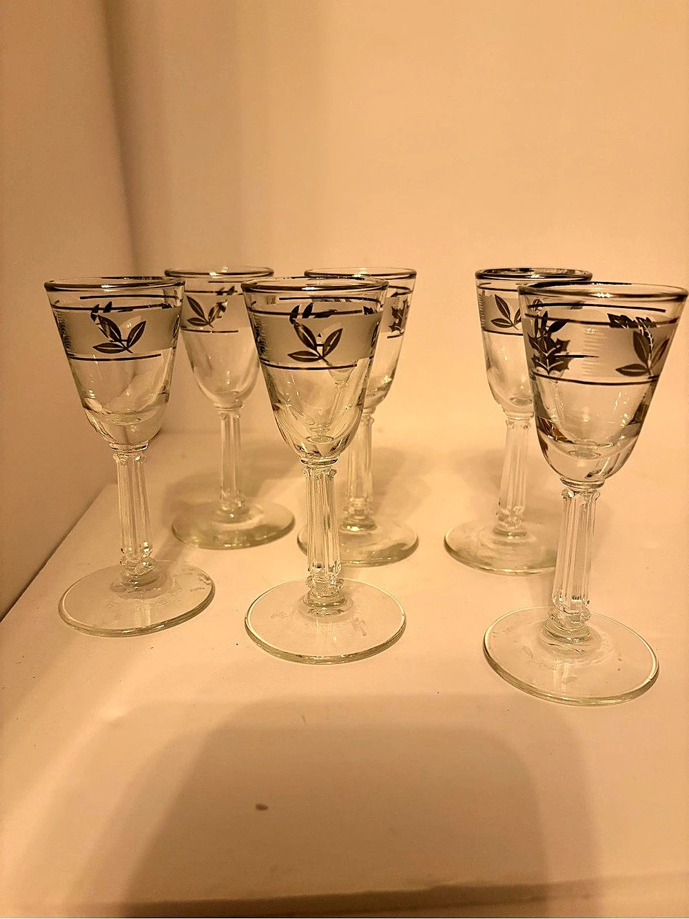 Libbey Silver Leaf Cordial Stem Glasses Set of 6
